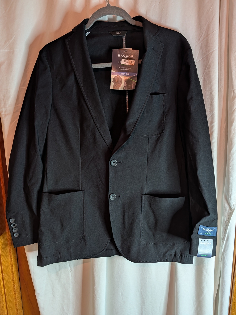 Haggar H26 Men’s Small Black Slim Fit Blazer NWT Hockey Game Day